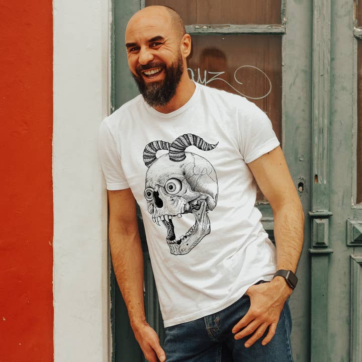 Screaming Skull T-shirt - White - 100% Cotton - Reg/Fitted for wholesale by Hannah Kate Makes