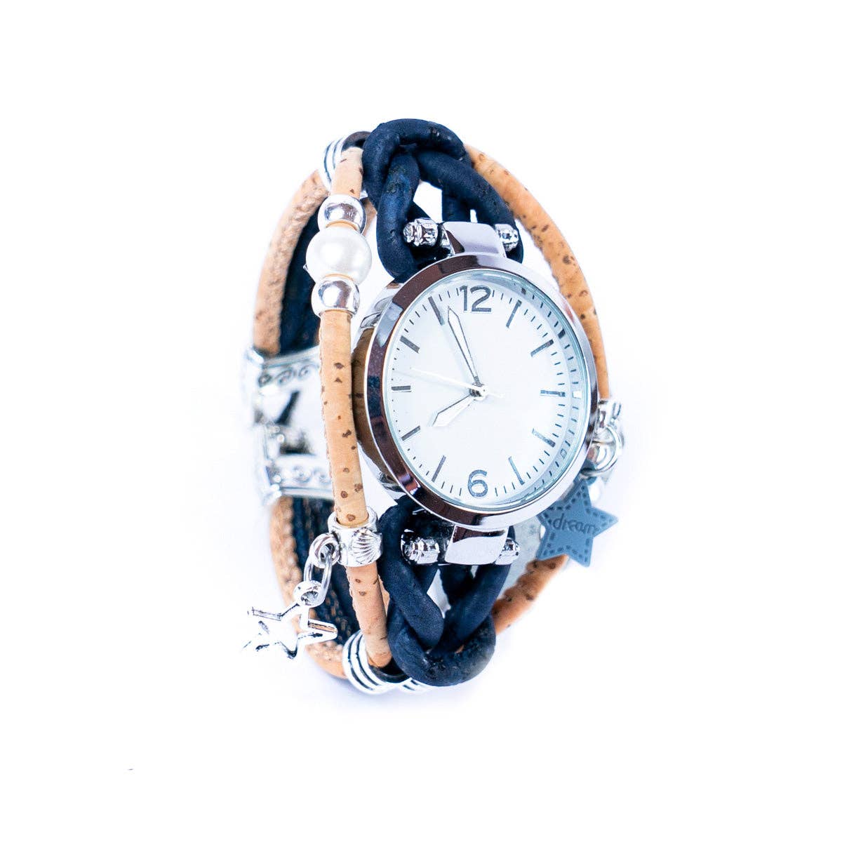 Meninas Bonitas Cork – Großhandel Gewebtes/geflochtenes Armband – handgemachte Korkuhr WA-4484