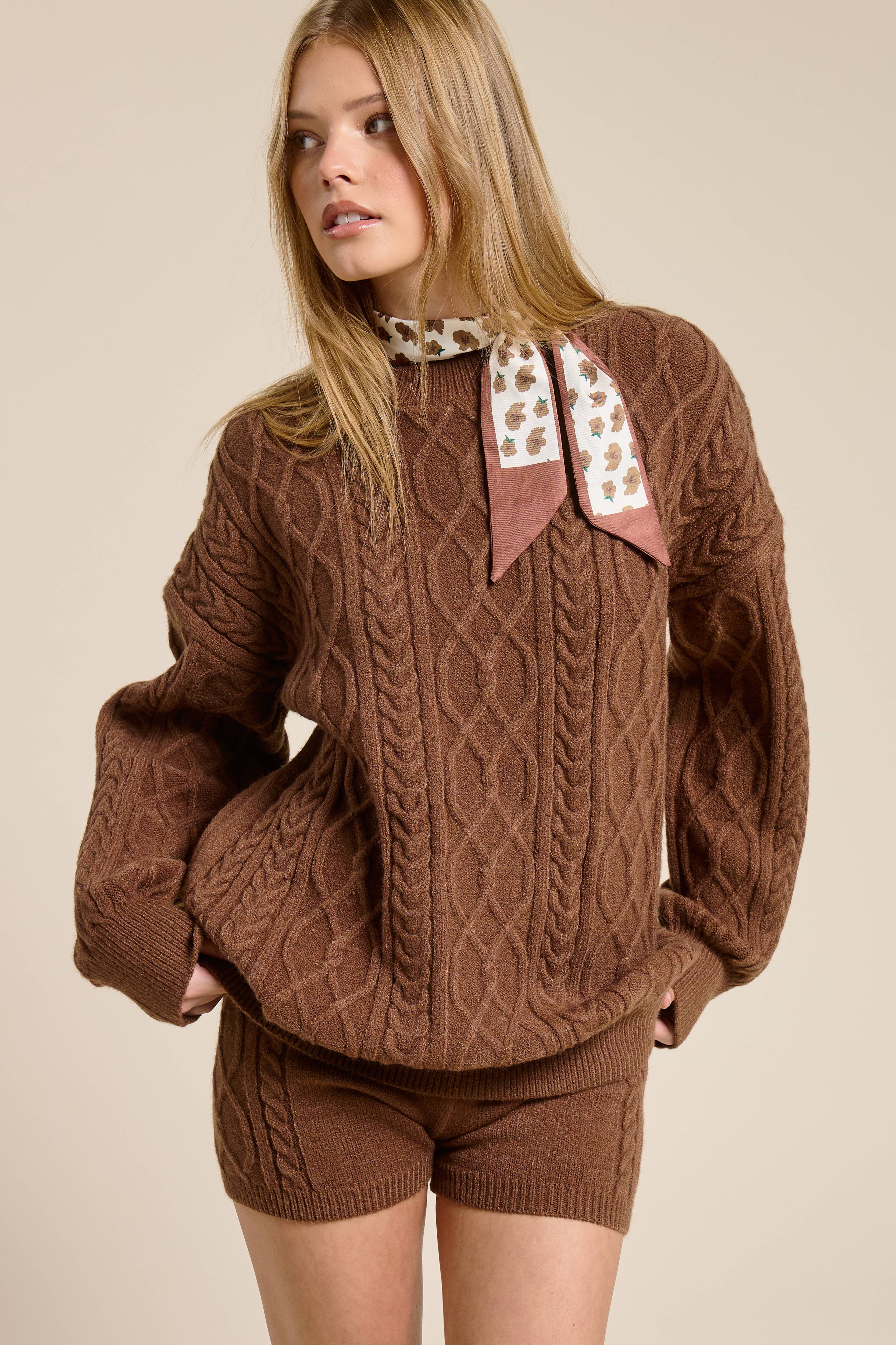 Mimosa - Wholesale Top & Short Set (NOT Loungewear) - Women's - Cable Knit Sweater and Shorts Set16