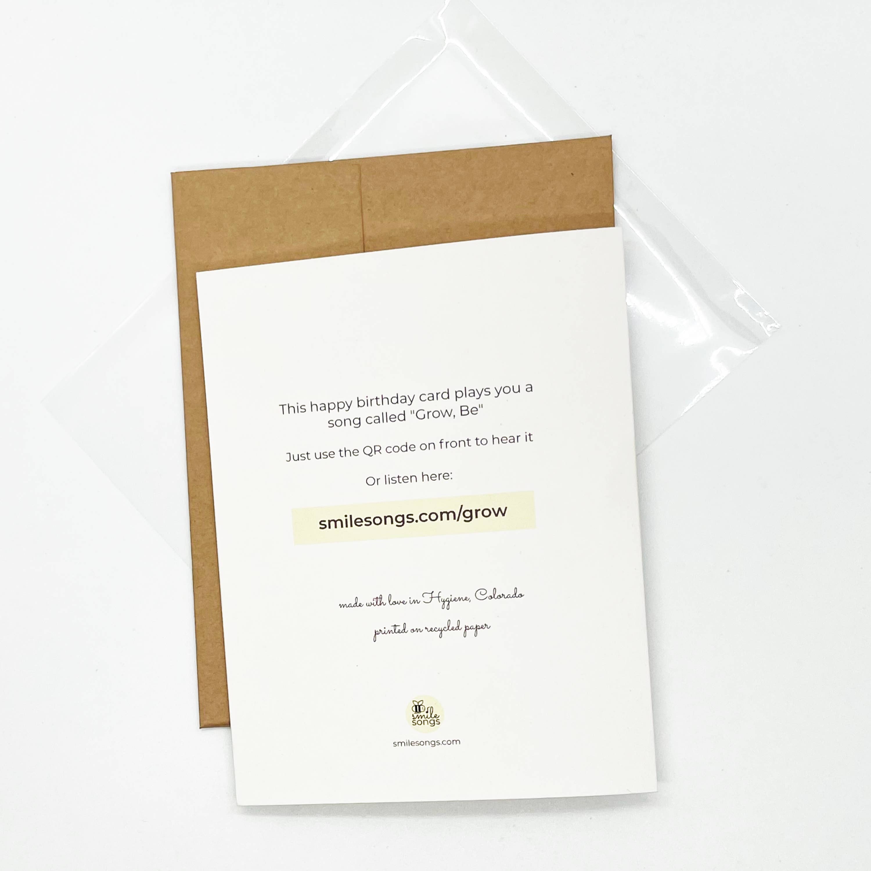 Smile Songs - Wholesale Birthday Card - Happy Bee Day - Original Music - QR Code Birthday Card2