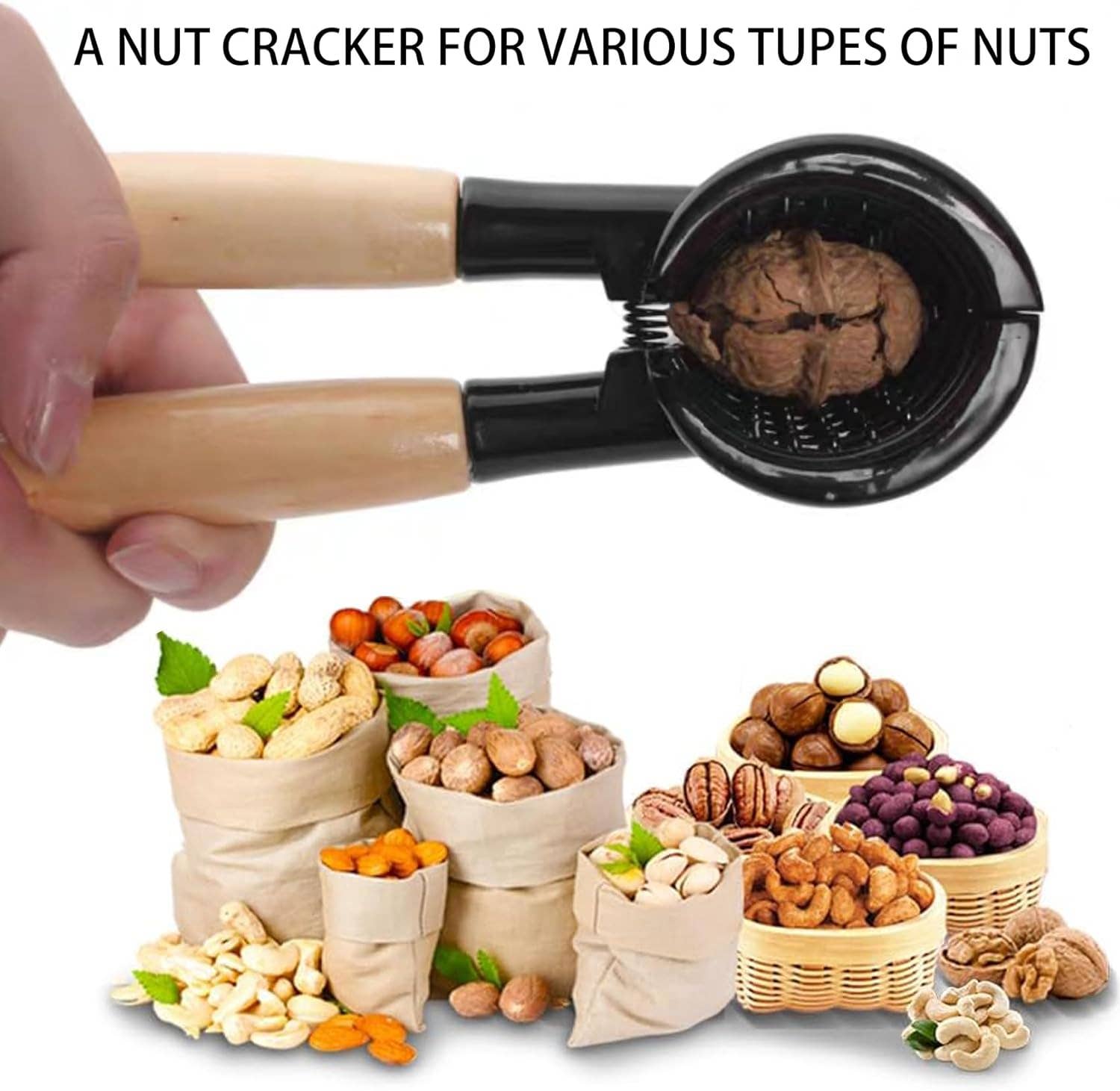 VIGOR – wholesale Kitchen tool/gadget – Nutcracker Pecan Walnut Plier Opener Tool with Wood Handle2