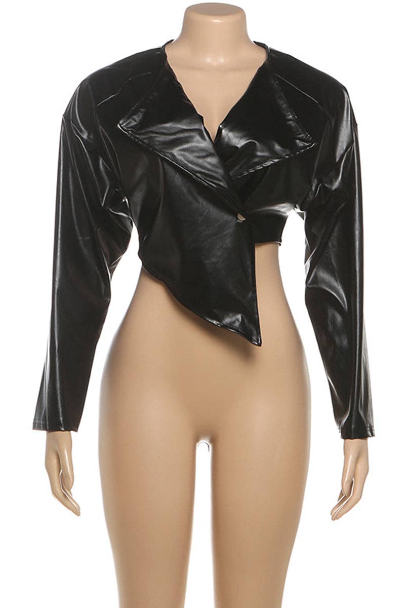 Mccolin - Wholesale Leather Jacket - Women's - Asymmetrical Lapel Leather Jacket2