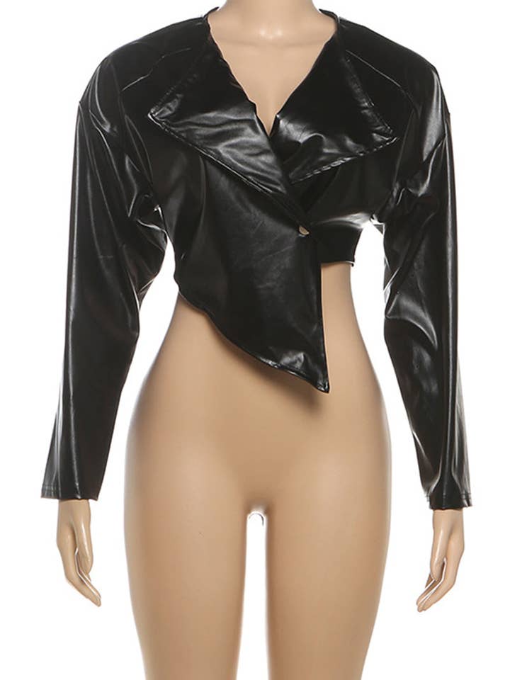 Mccolin - Wholesale Leather Jacket - Women's - Asymmetrical Lapel Leather Jacket2