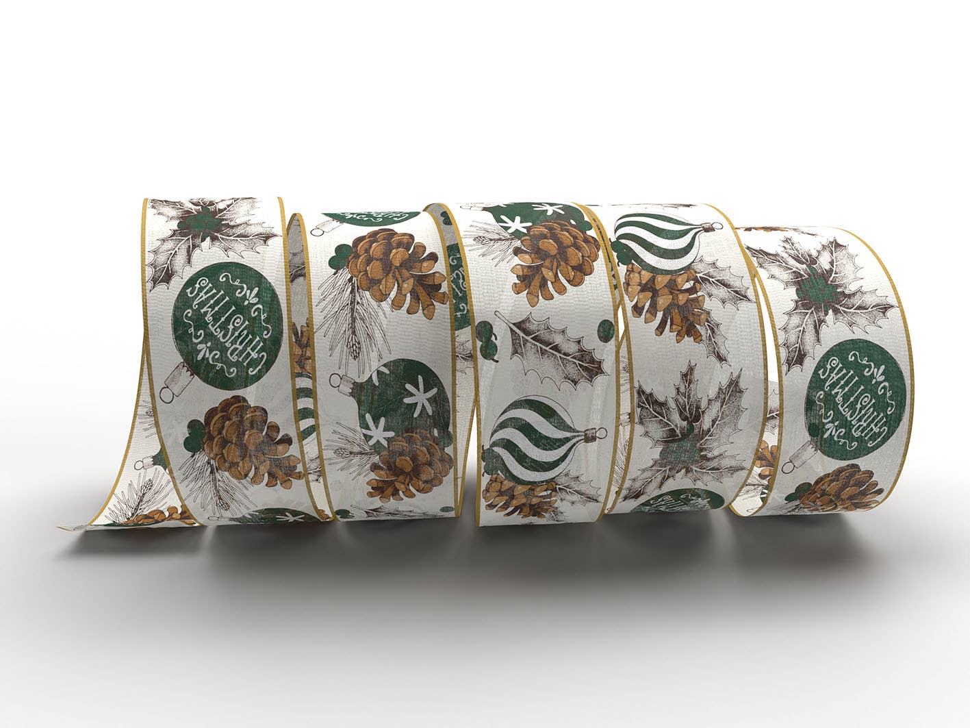 B&P Italia – fita para embrulhar presentes por atacado – Fita de tecido para embalagem de Natal X'MAS Ball0