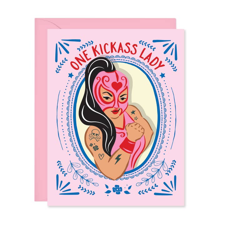 One Kick Ass Lady - Feminist Congratulation Card for wholesale by Lucy Loves Paper