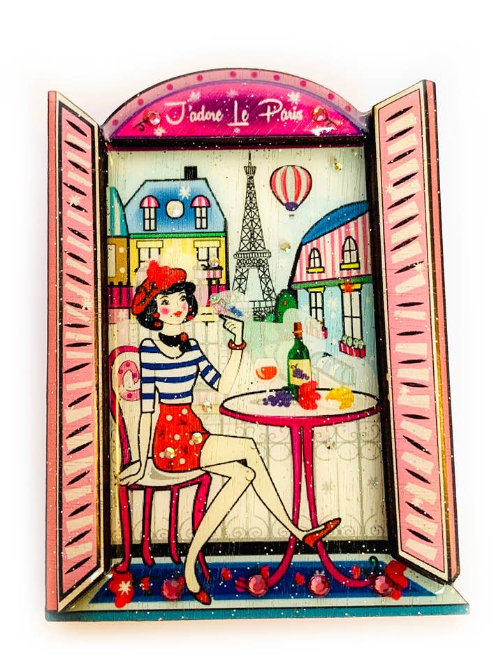 Paris theme brooch unusual brooch Paris gifts pins novelty for wholesale by Rosie Rose Parker