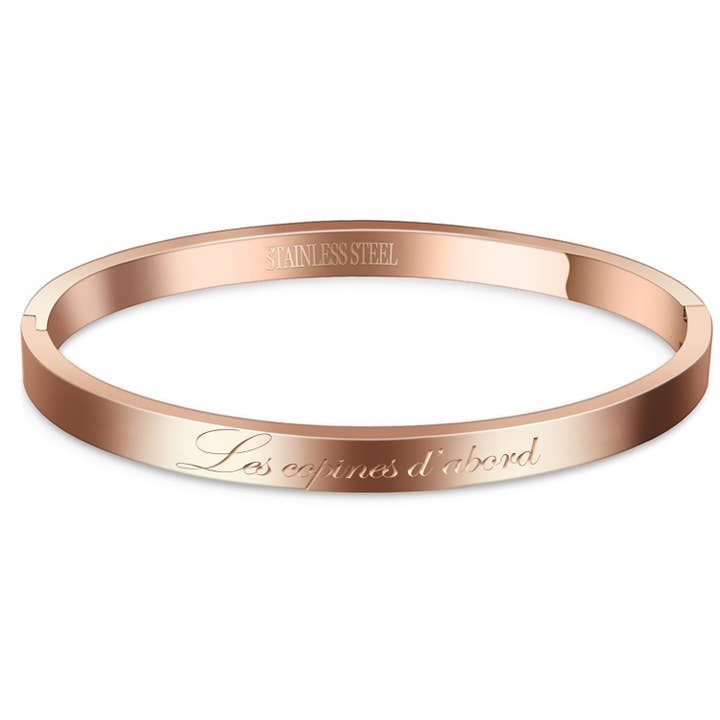 Reference Mode - Vente Bracelet jonc - Bracelet acier inoxydable avec message Les copines d'abord