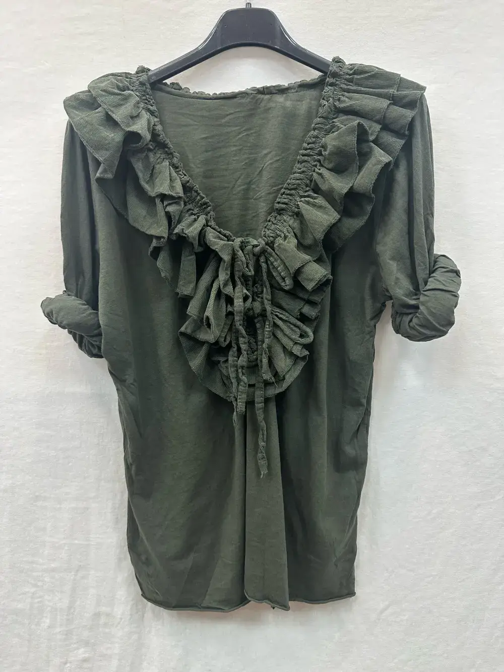 Mimi & Gogo - Wholesale Blouse - Women's - Cotton Velvet Ruffled Top @10296_HVFroufrou5