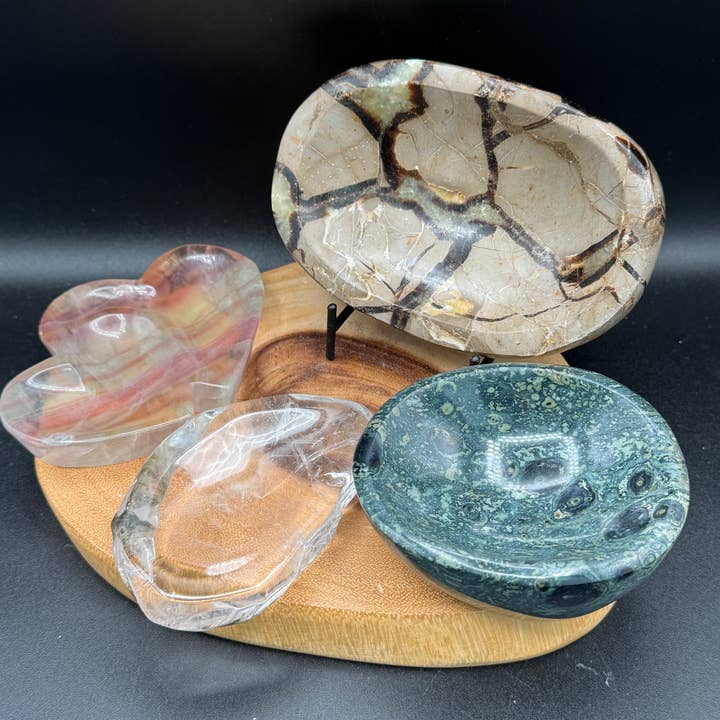 4 pc Kambaba clear quartz fluorite Septarian bowl G998 for wholesale by The 7 Directions