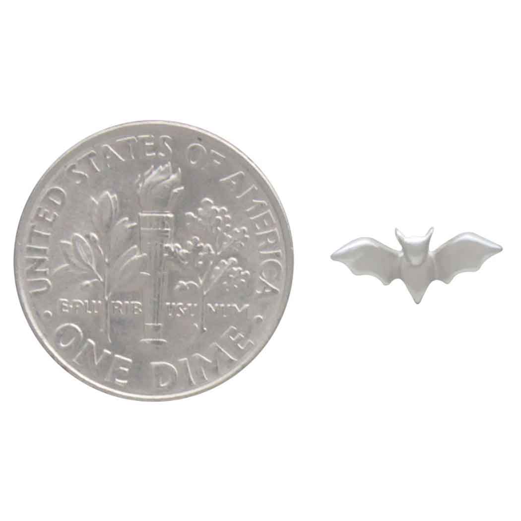 Nina Designs - Wholesale Stud/Post Earrings - Sterling Silver Dimensional Tiny Bat Post Earrings 5x10mm2