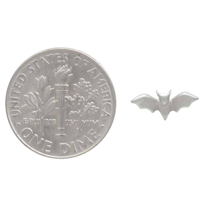 Nina Designs - Wholesale Stud/Post Earrings - Sterling Silver Dimensional Tiny Bat Post Earrings 5x10mm2
