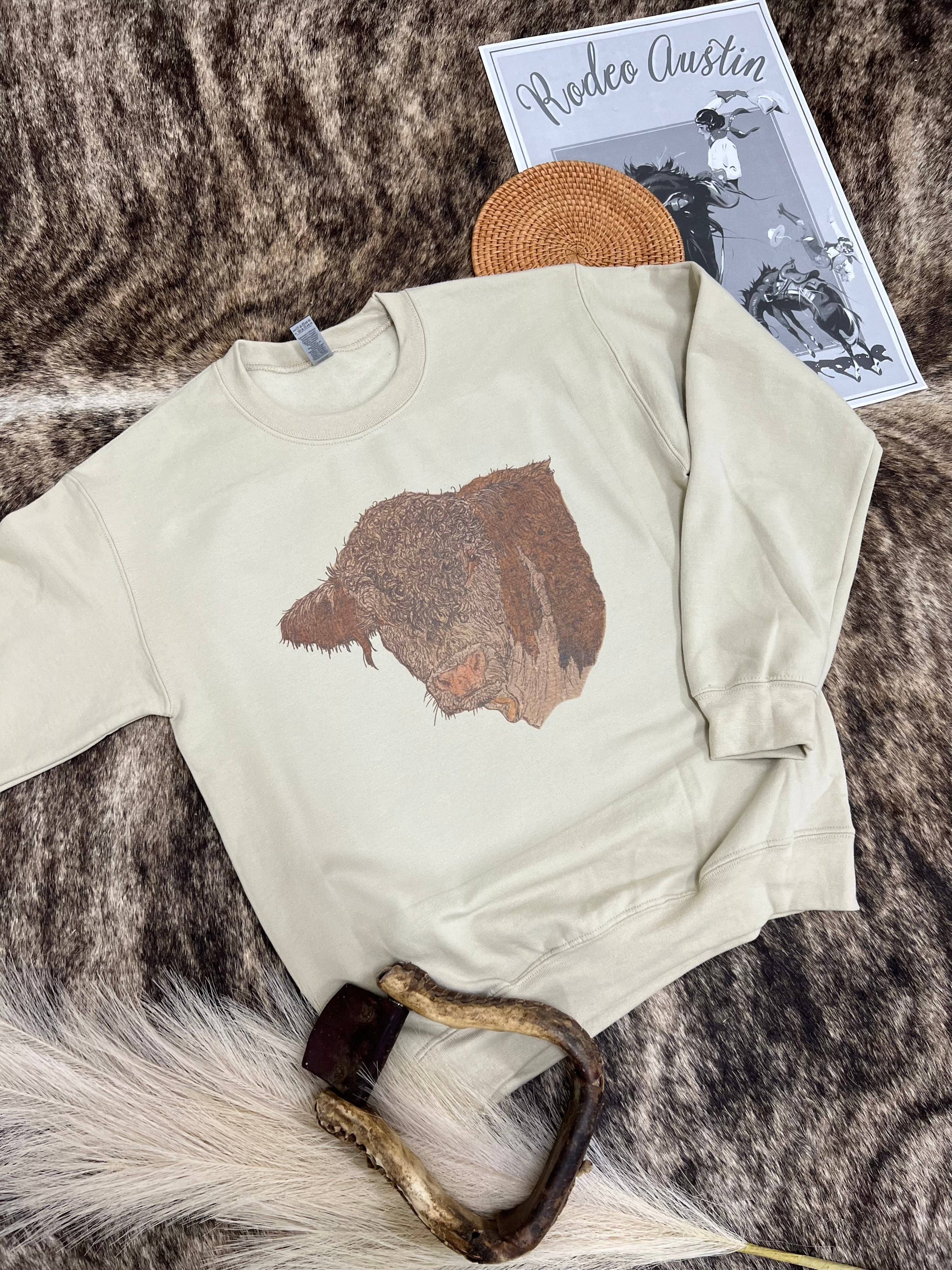 Lost Creek Boutique LLC - Wholesale Graphic Sweatshirt - Women's - Hereford Bull Crewneck2