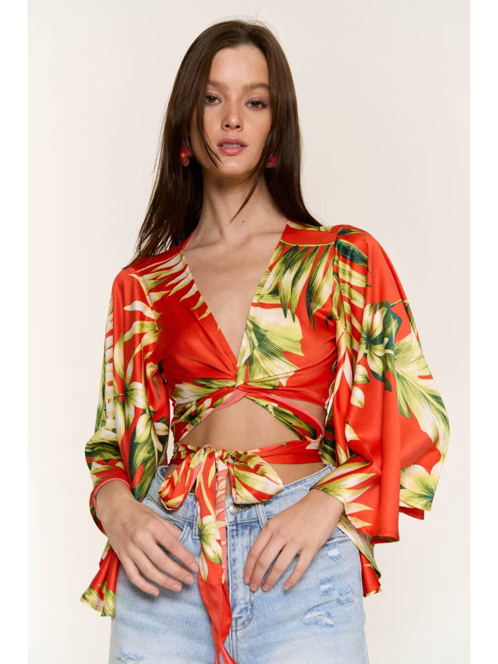 RED SATIN PADDED BRA FLAIR SLV CORSET TOP for wholesale on Faire1