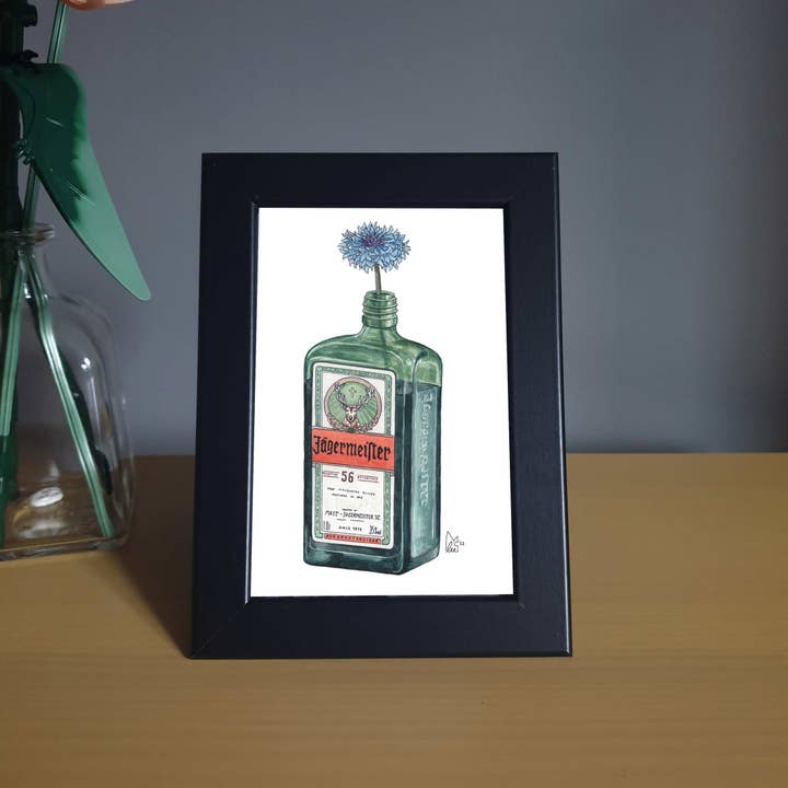 Tyskland blåklint i Jagermeister Inramat 4x6 ”tryck för wholesale av Lee McGuire Art