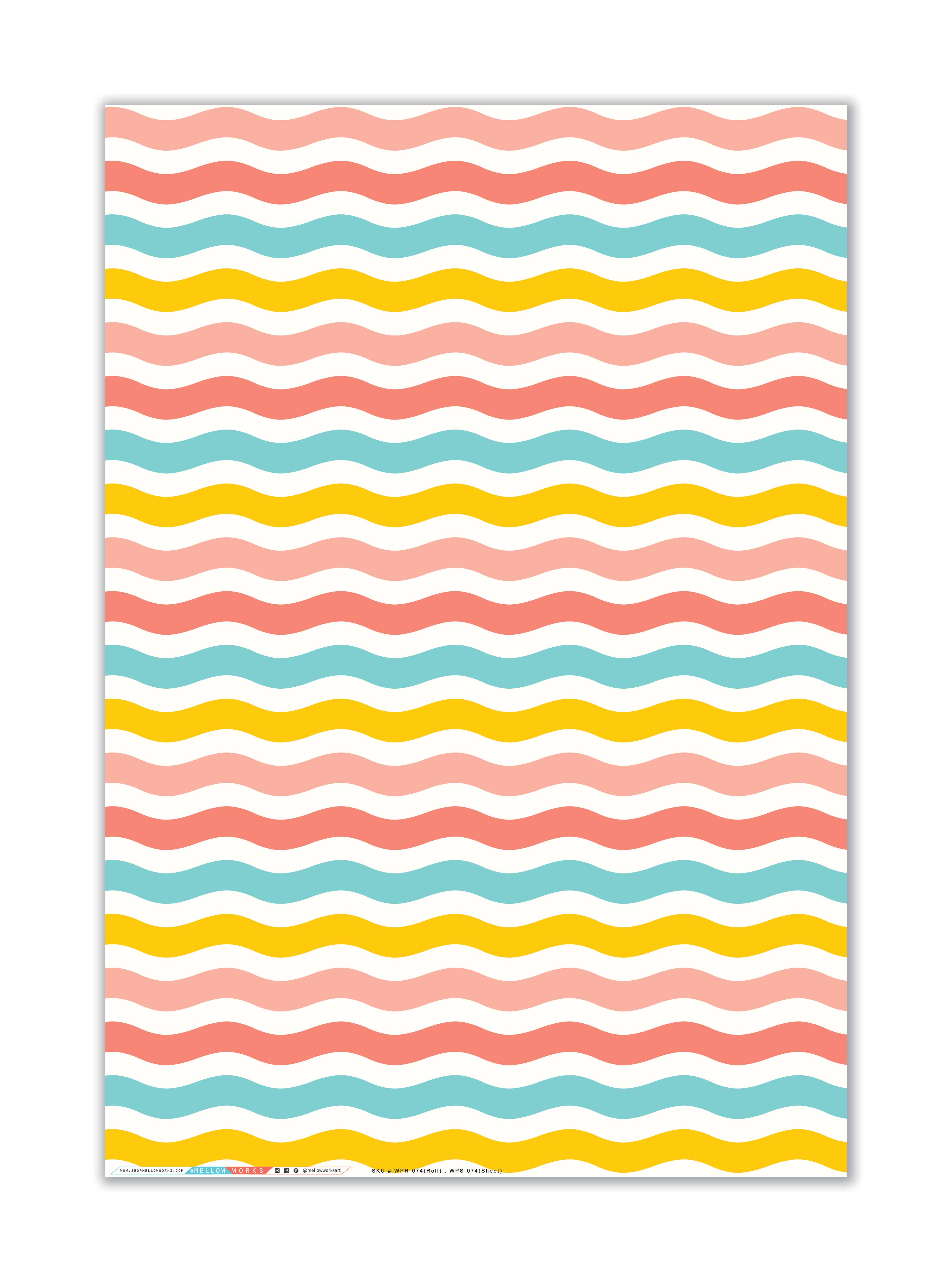 MELLOWWORKS - Vendita all'ingrosso Carta da regalo in fogli - Confezione regalo RETRÒ COLORATA WAVE (FOGLIO)0