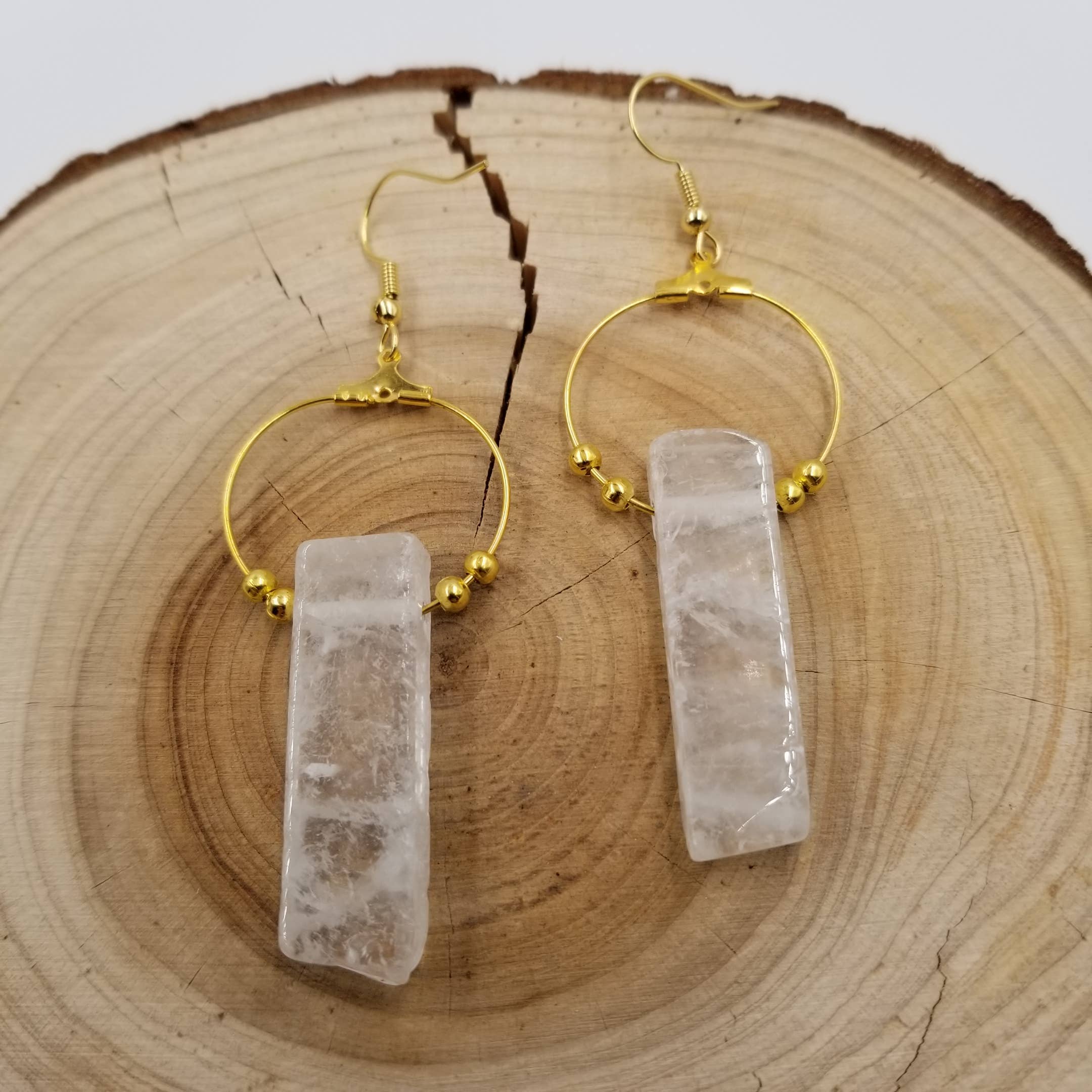 CHAKRA JEWELRY - Venta al por mayor Pendientes colgantes - Pendientes con forma de pilar de cristal natural0