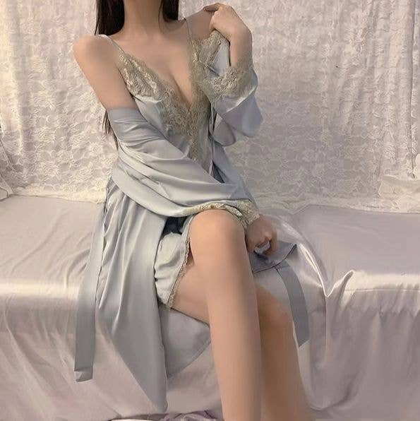 Lingerie by coco - Wholesale Lingerie Set - Women's - Madeline 3 Piece Satin & Lace Lingerie Set3