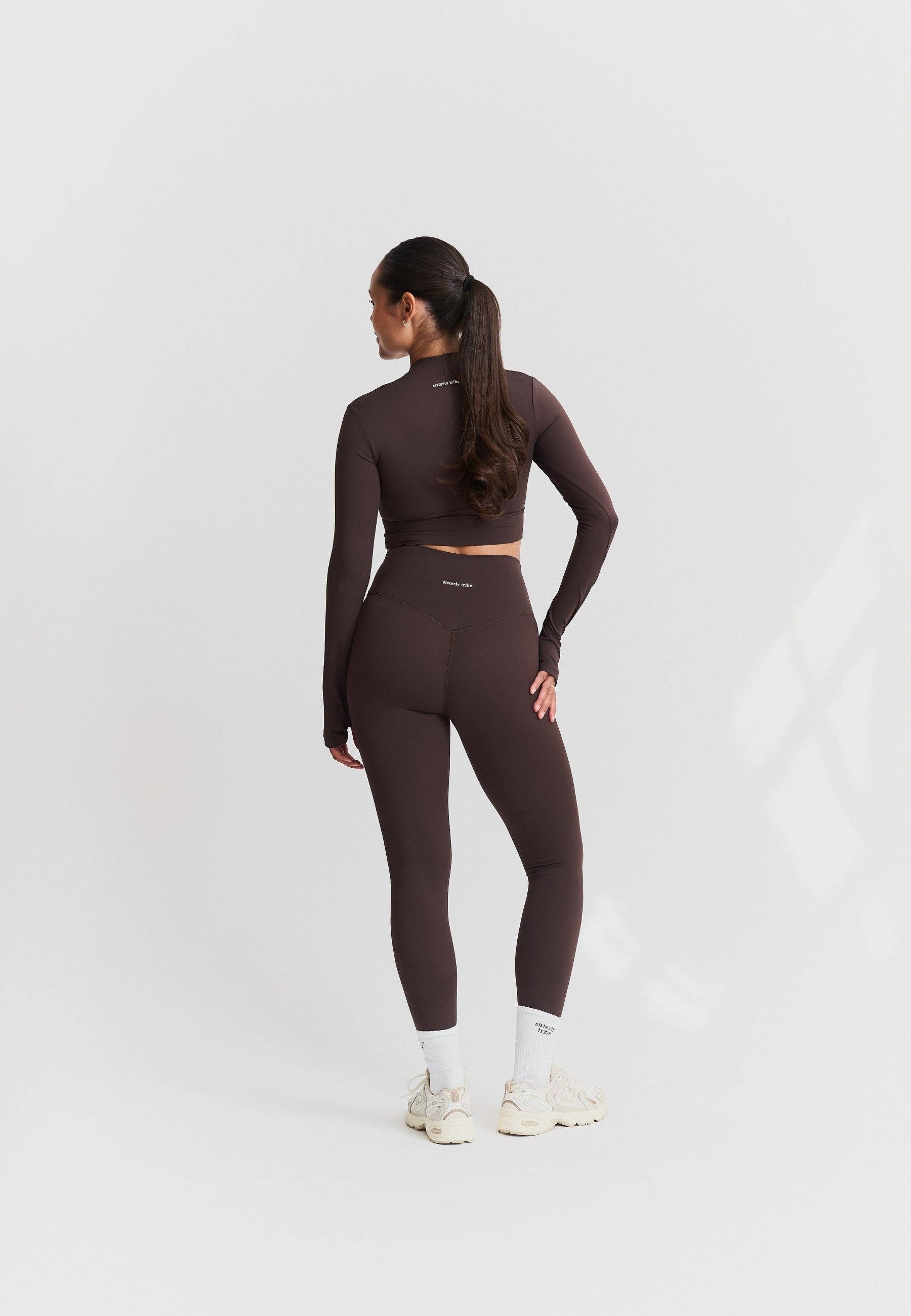 Sisterly Tribe - Wholesale Athletic Top - Women's - Softsculpt Bolero Long Sleeve Top - Espresso4