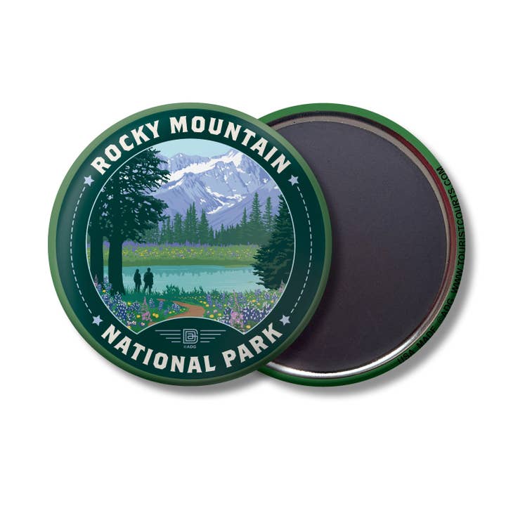 Rocky Mountain NP Wildflowers Circle Magnet for wholesale by Tourist Courts