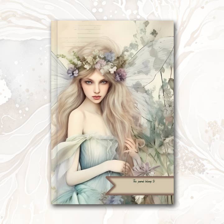 Journal vierge fée bleu poussiéreux pour la vente par Gilded Iris Designs, LLC