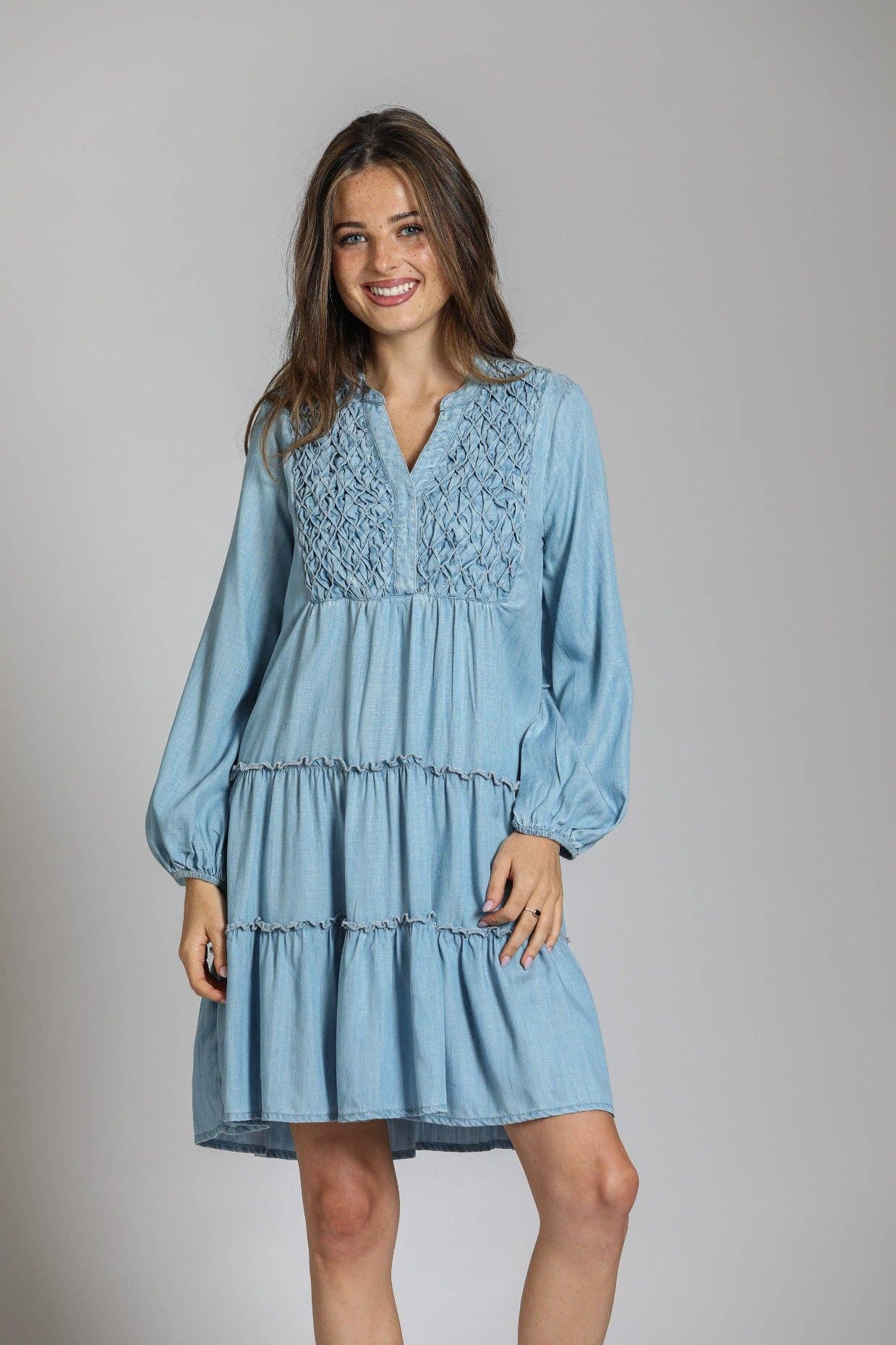 APNY - Wholesale Jurk - Dames - Tencel-jurk met gerookt plooidetail10