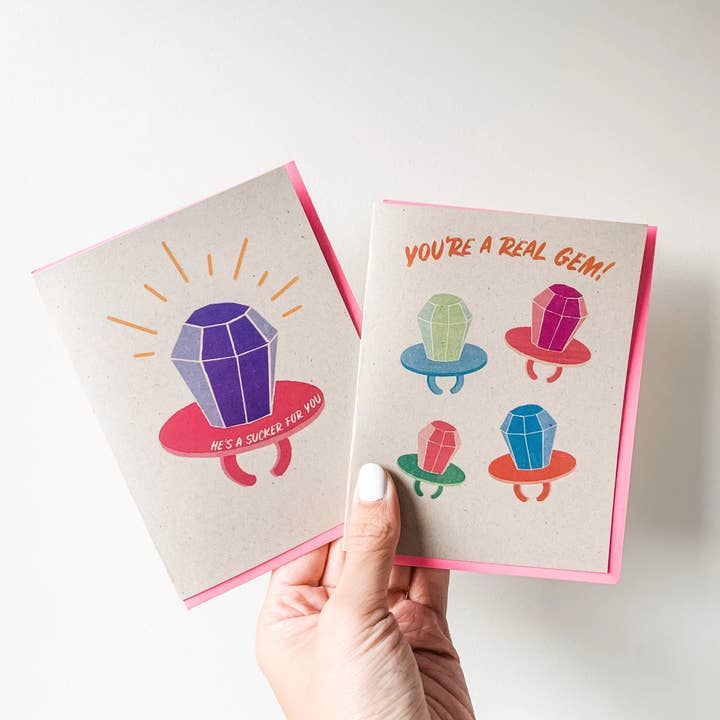 Papermain - Wholesale Engagement Card - Ring Pop 90s Retro Engagement Card