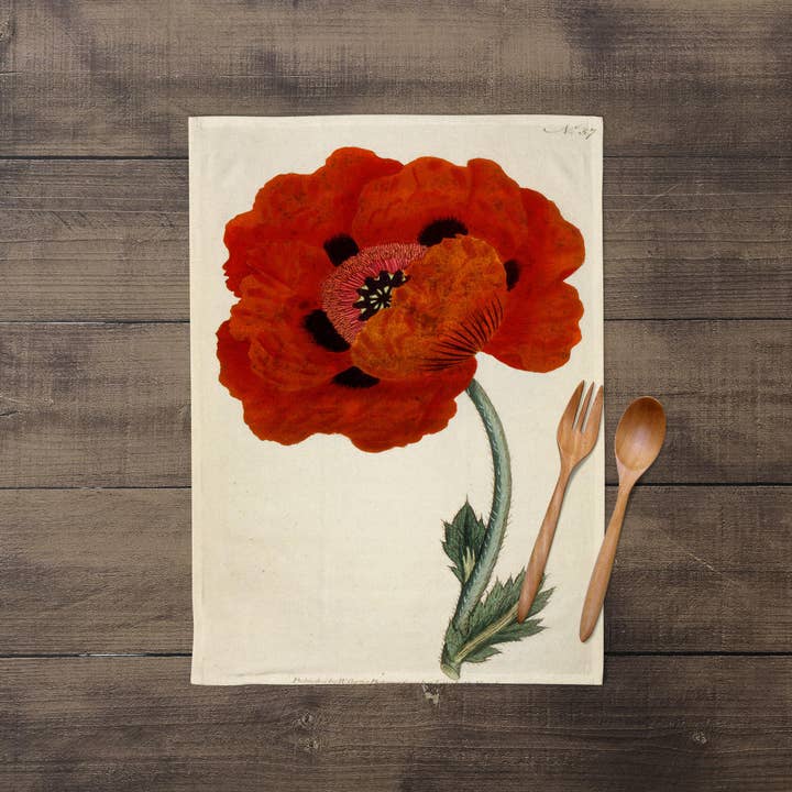 ART CUSHIONS - Wholesale Tea Towel - Eastern Poppy - Botanical Tea Towel1