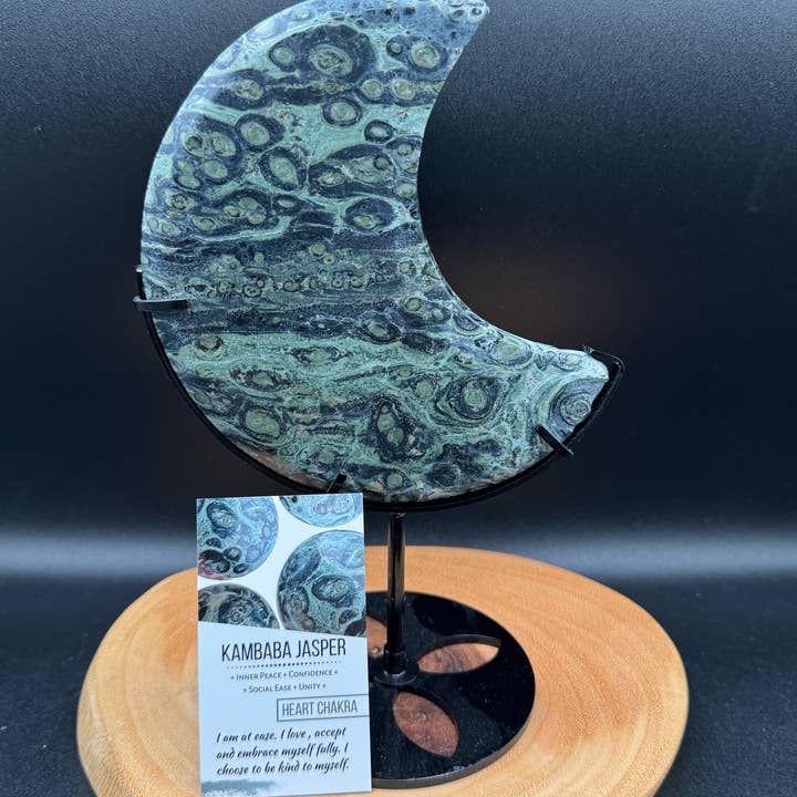 9" Kambaba maan met op maat gemaakte metalen standaard G873 voor wholesale door The 7 Directions