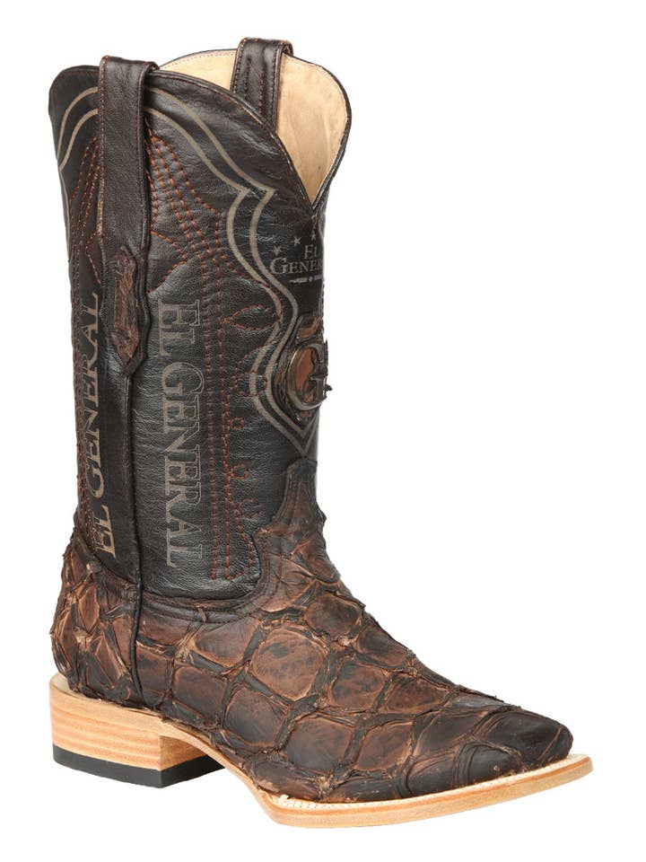 Botas Cowboy Exóticas de Peixe Monstro Masculinas El General - Castanho 45084 por atacado de El General Western Wear