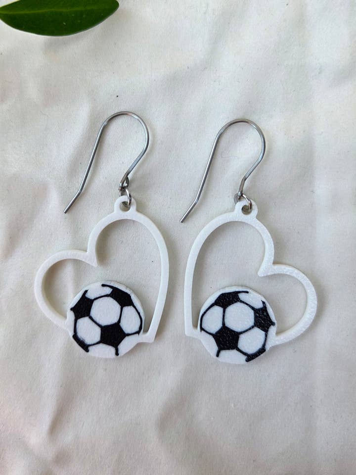 Game Day Soccer Heart Earrings for wholesale by Let Life Fly