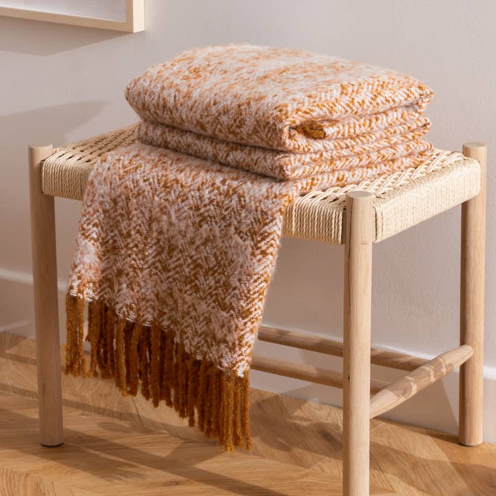 Weaver Herringbone Throw Gold for wholesale by Riva Home