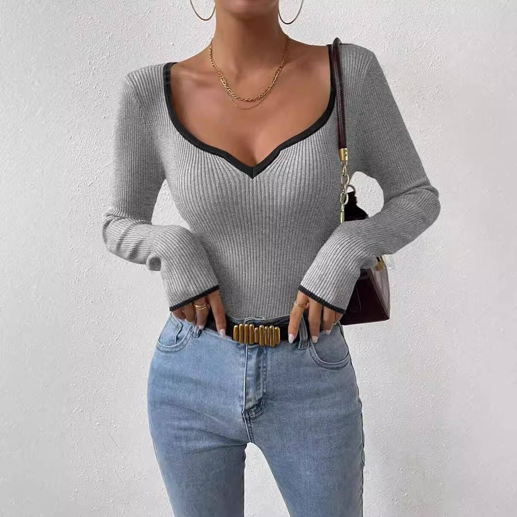 Miss Sparkling - Wholesale Knit Top - Women's - Ribbed long sleeve top4