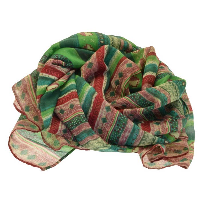 Green Aztec Scarf for wholesale by Miss Milly Limited