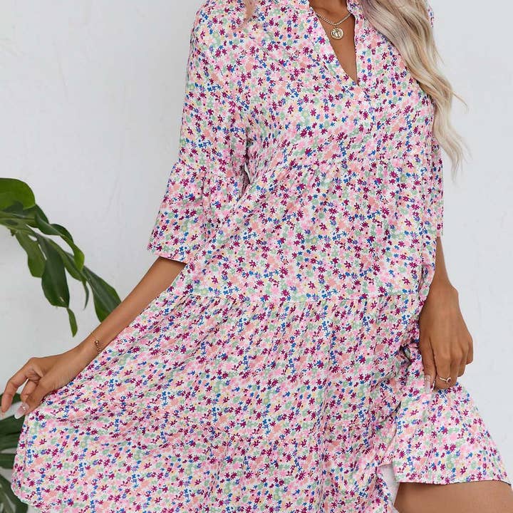 Masyal - Wholesale Dress - Women's - Summer loose V-neck casual short dress for women8