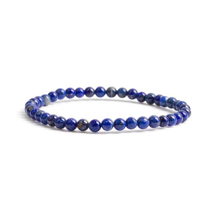 Earths Elements Wholesale - Wholesale Beaded Bracelet - Crystal Bracelet - 4mm Lapis Lazuli, pack of 5