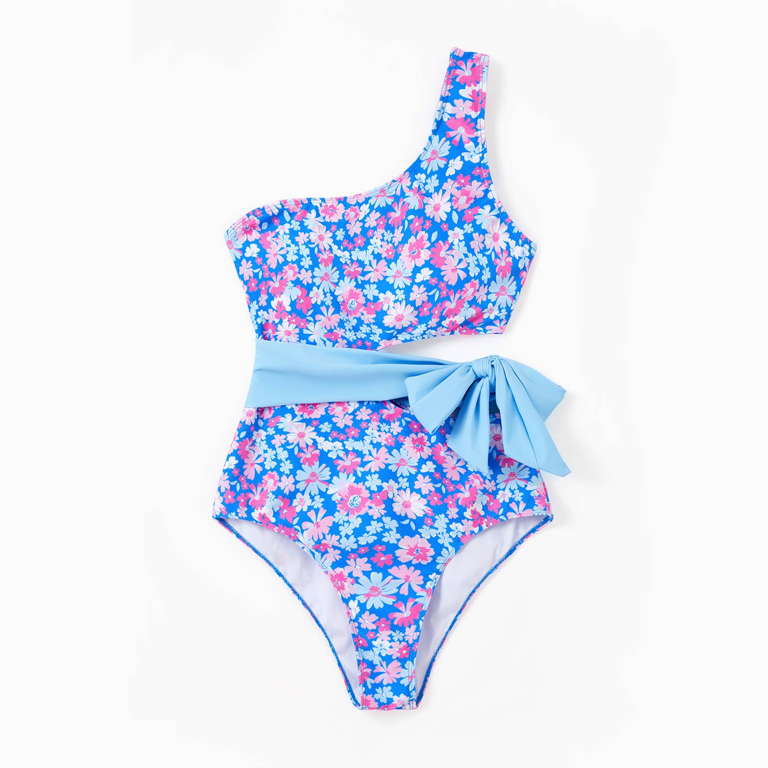 Blue Couple Matching Flora Swim Trunks or One-piece Swimsuit for wholesale on Faire11