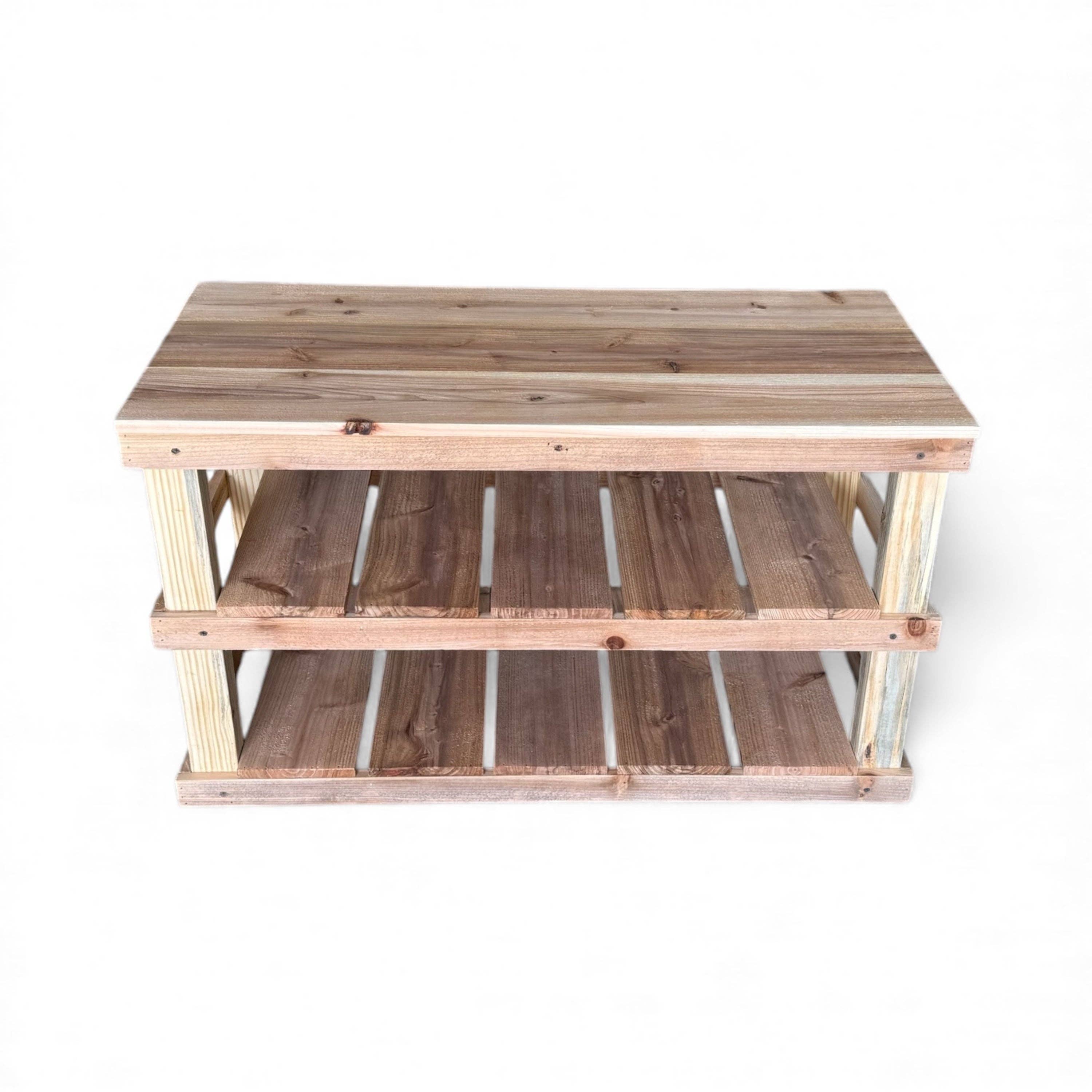 Intrinsic Haven - Vente Étagères à chaussures - Banc-rangement rustique en bois à deux étages pour chaussures1