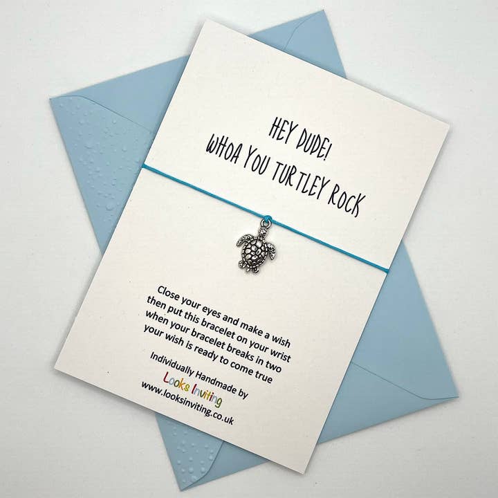 Sea Turtle Wish Bracelet - Hey Dude! Whoa you Turtley Rock for wholesale by Looks Inviting