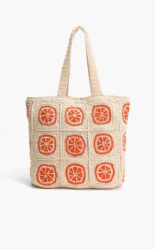 America & Beyond - Wholesale Beach Bag - Orange Crochet Beach Tote