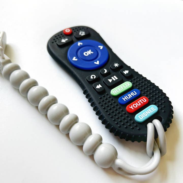 Gummy Chic - Wholesale Teether (Not Clip-On) - Baby - Silicone Teether- Remote Control with a Clip- Grey