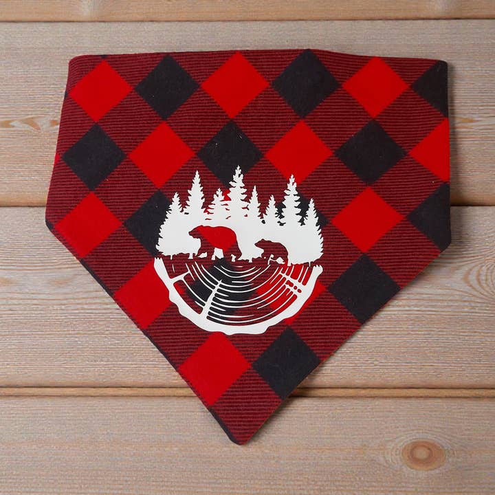 Canadiana Woodland Bear Bandana for wholesale by Callies Place Pet Boutique