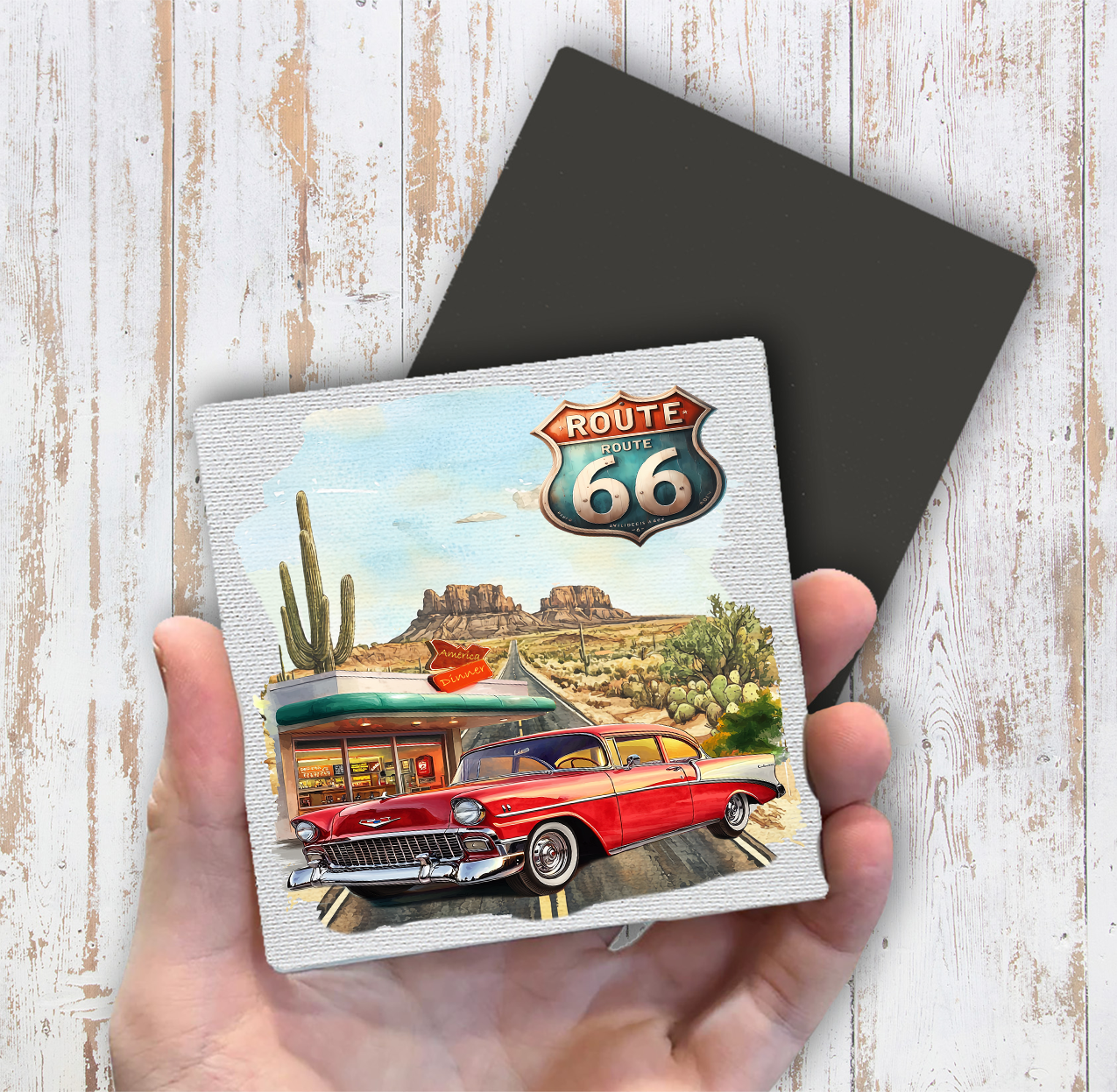 Avery Lane Gifts - Wholesale Magnet - Route 66 Vintage Car Diner  Magnet Fridge0