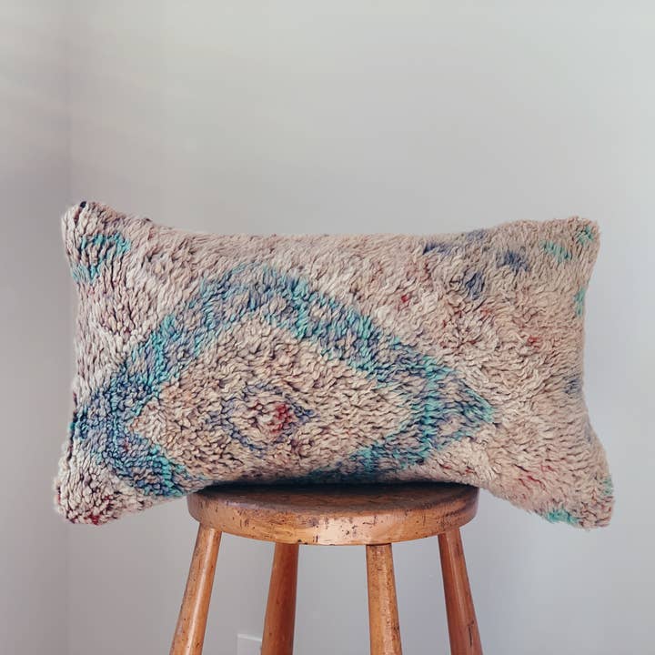 Blue Moroccan Rug Pillow 14 23x13" for wholesale by Coe 112