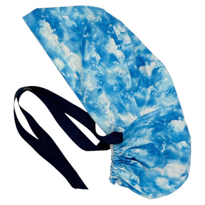 SewingLabPlus - Wholesale Healthcare Uniform - Women's - Blue Sky Scrub Cap Pony Tail Scrub Hat Ribbon Tie 5