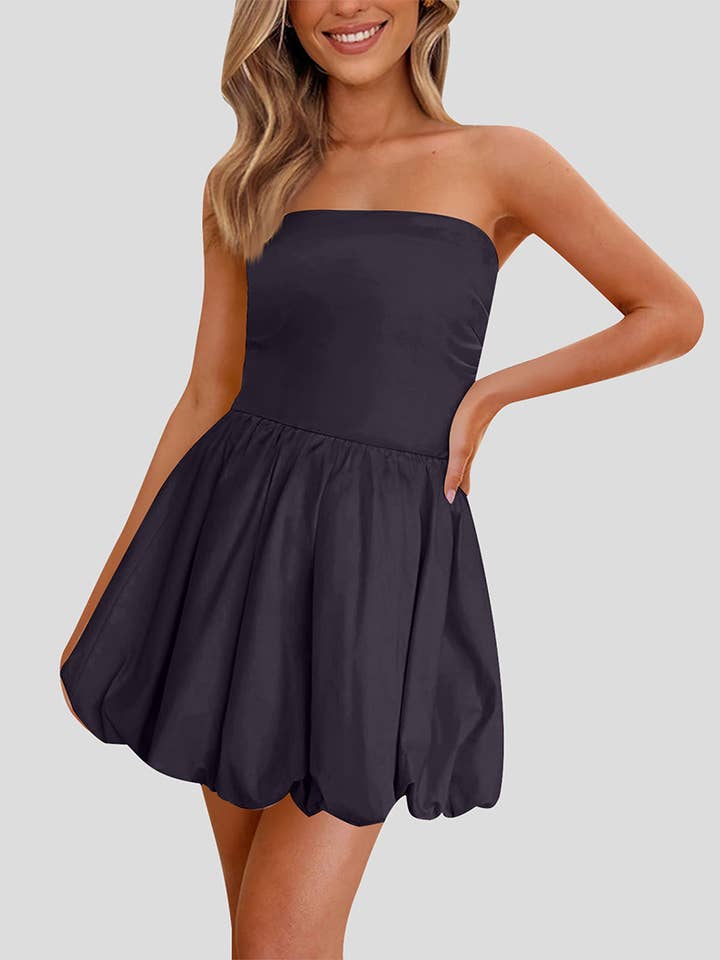EmberLoom - Wholesale Dress - Women's - Strapless Bubble Hem Mini Dress6