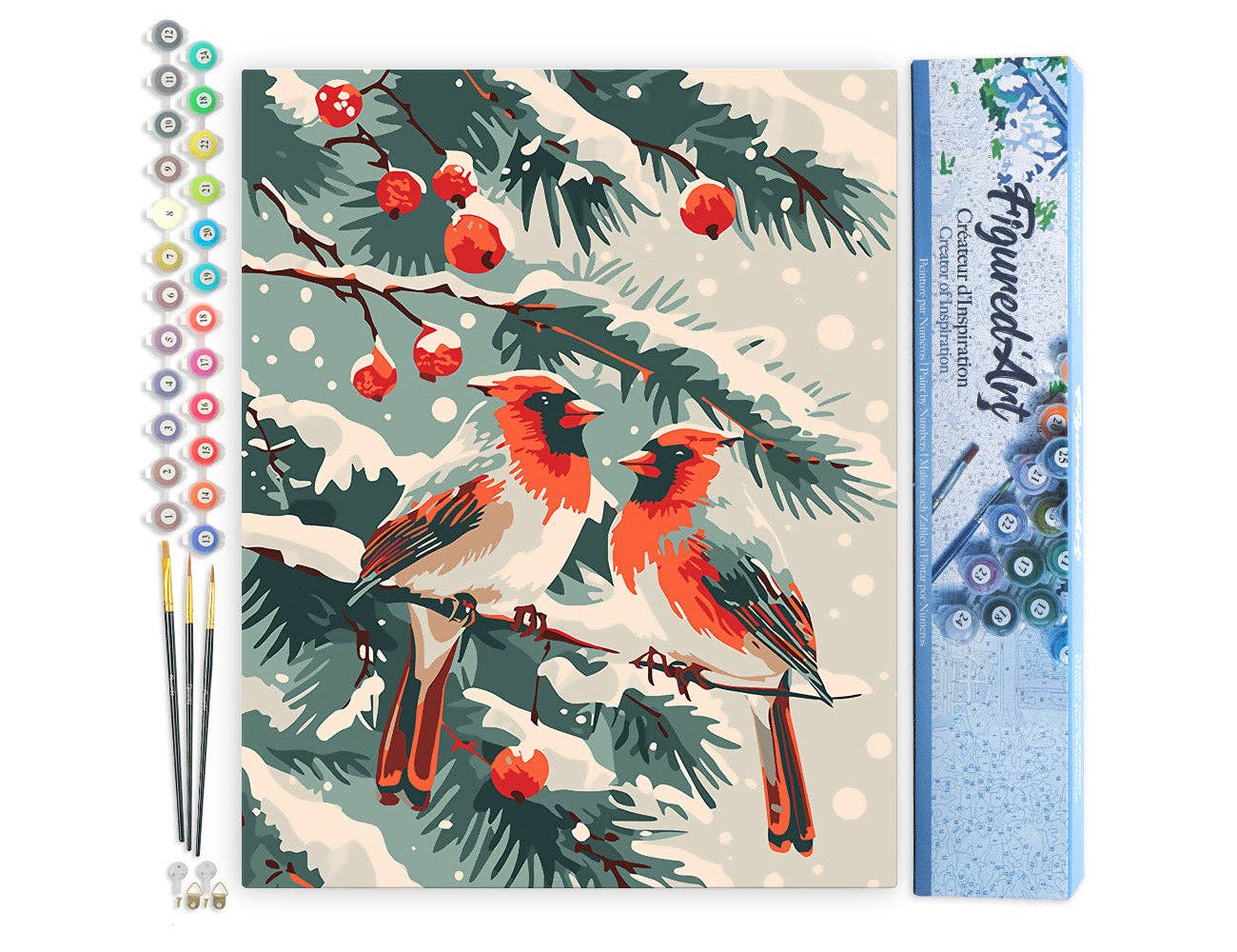 Figured'Art - Wholesale DIY Craft Kit - Paint by Numbers rolled - Winter Cardinals0