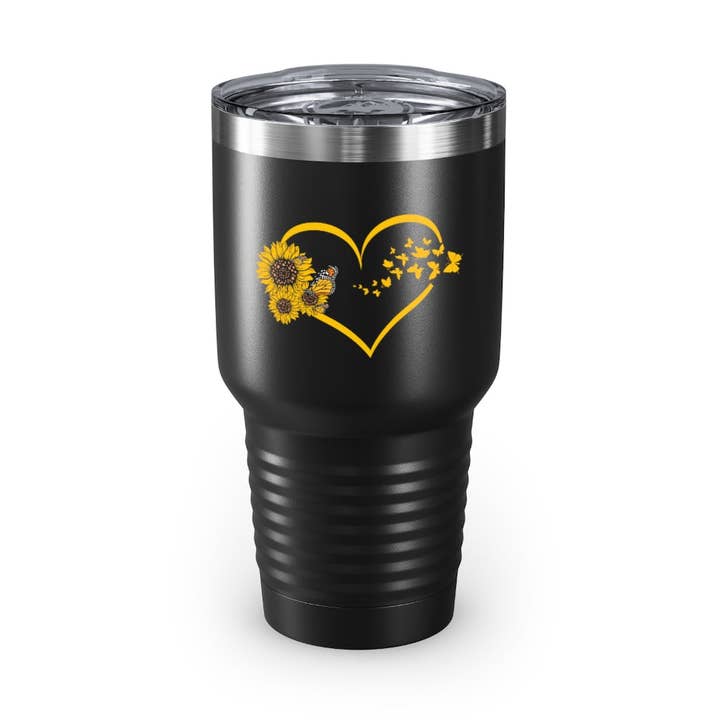 30oz Tumbler Stainless Steel Colors Hilarious Sunflower Heart Butterflies Bohemian Enthusiast Humorous Hippy Flower Environment Biodiversity for wholesale by Teegarb LLC