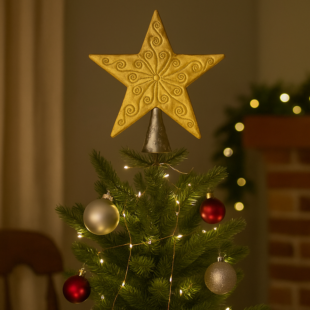 Beyond Borders - Wholesale Tree Topper - Gold Embossed Star Tree Topper2