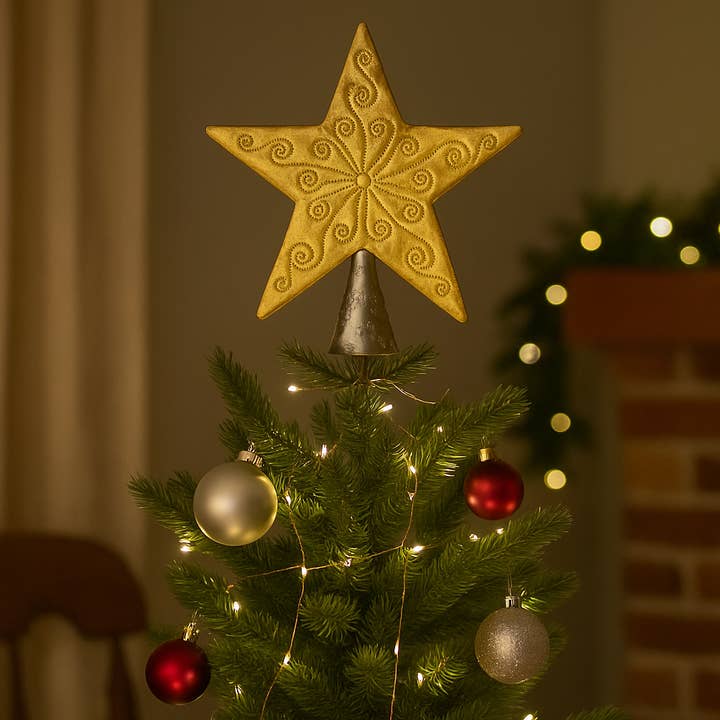 Beyond Borders - Wholesale Tree Topper - Gold Embossed Star Tree Topper2