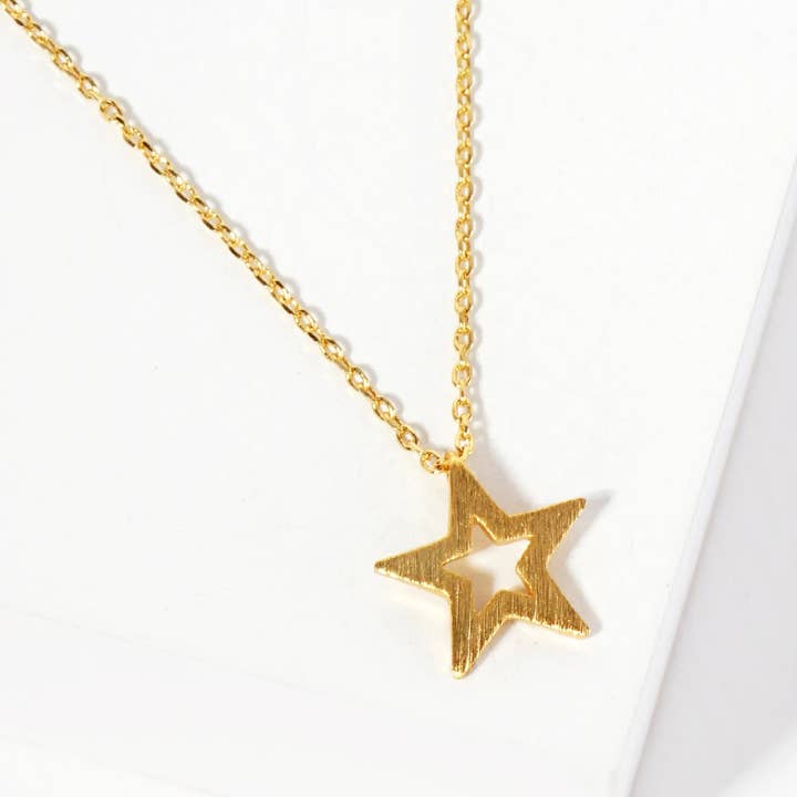 Wild Honey - Wholesale Pendant/Charm Necklace - 18K Gold Celestial Cut-Out Star Pendant Necklace